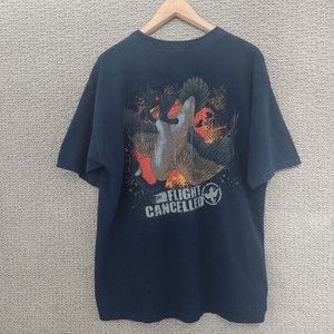 FLIGHT CANCELED Men's Navy Blue Short Sleeve Graphic T Shirt Size XL